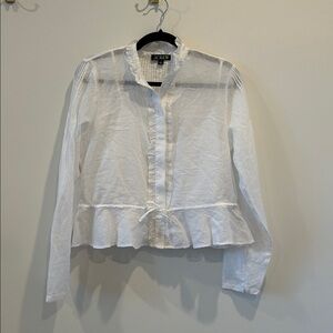 J.Crew Pleated White Top Sz S